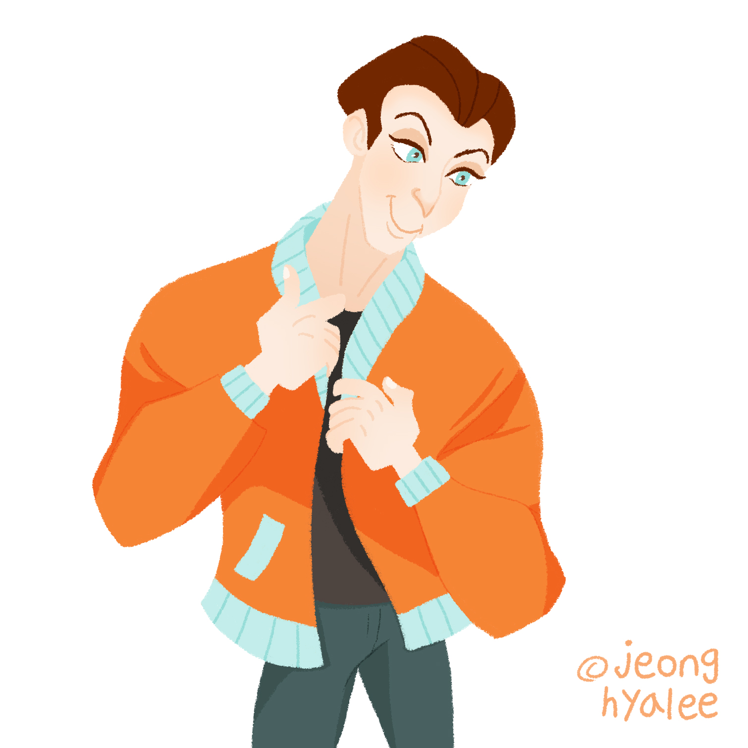 Orange jacket boy